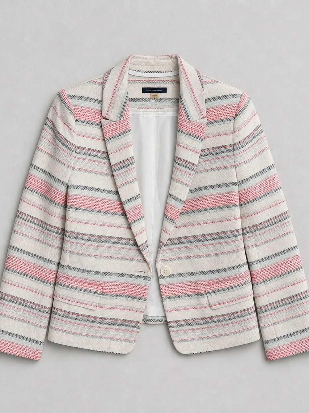 Striped Notch-Lapel Blazer in Pink & Cream
